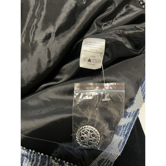 Venus Women's 10 Tapestry Patchwork Coat Blues Decorative Buttons Knee Length - Picture 8 of 9